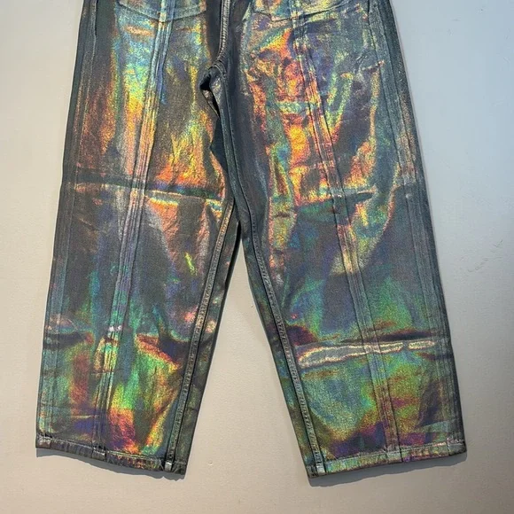 Neon Denim Leroi Coated iridescent Wide-Leg Jean size 25 NWT - Picture 7 of 13